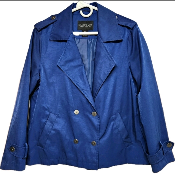 Rachel Zoe Jackets & Blazers - Rachel Zoe Double Breasted Cropped Trench Coat Size Medium Color Blue